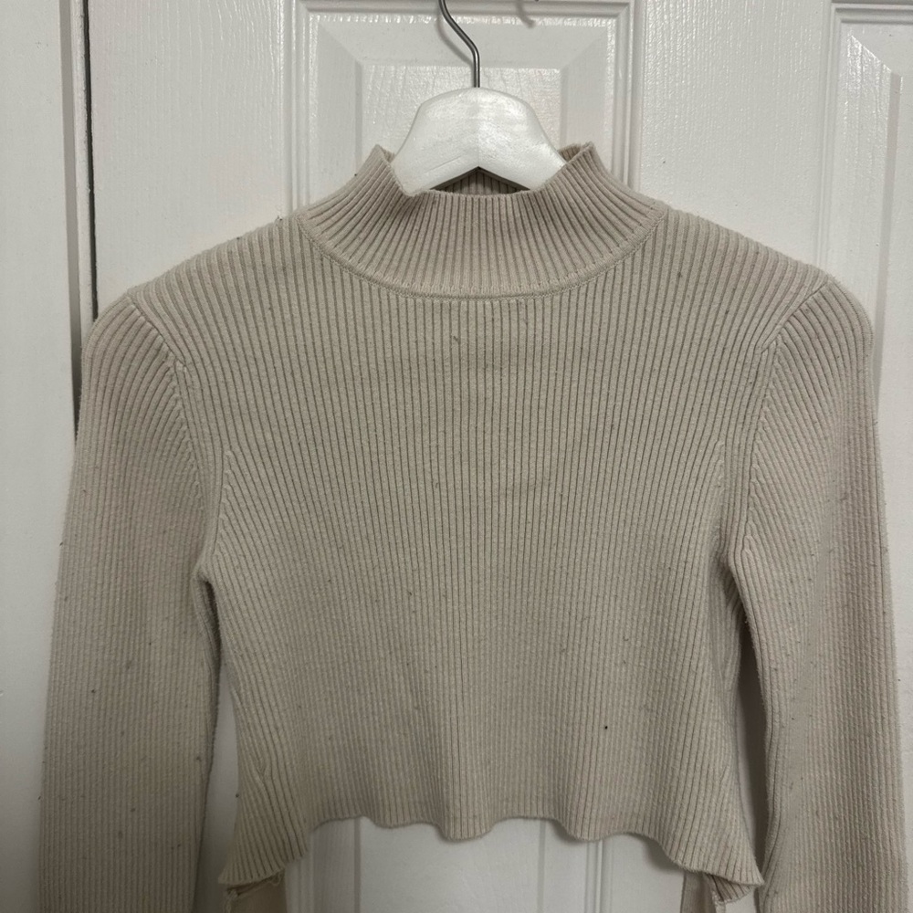 Zara Cream Ribbed Knit Top